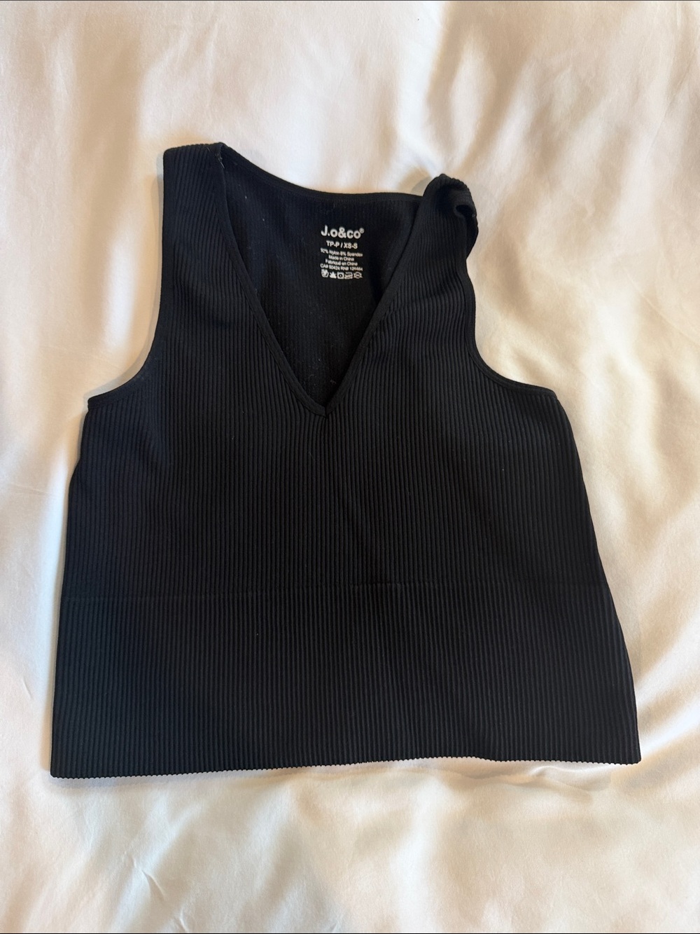 J.o.&co Black Ribbed V-Neck Tank
